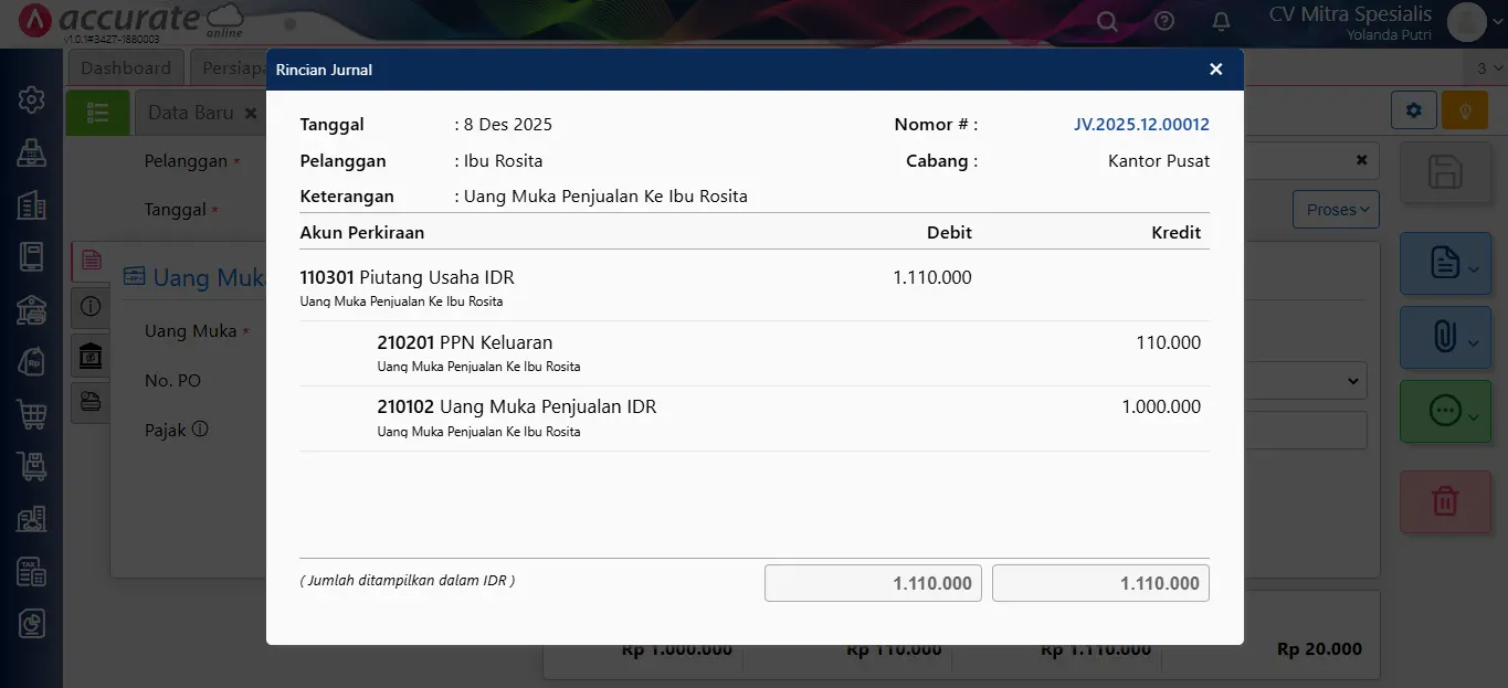 Cara mencatat uang muka dikenakan PPh 23